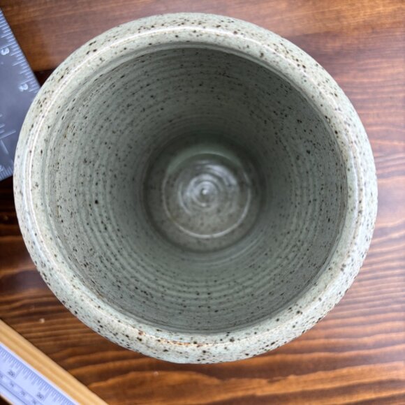 Studio Pottery Vase with Hand-Painted Blue Irises Stoneware Utensil Holder - Picture 8 of 16